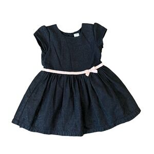 Carters Dress Baby Girls 2T Black Metallic Pink Bow Fit Flare Short Sleeve Party